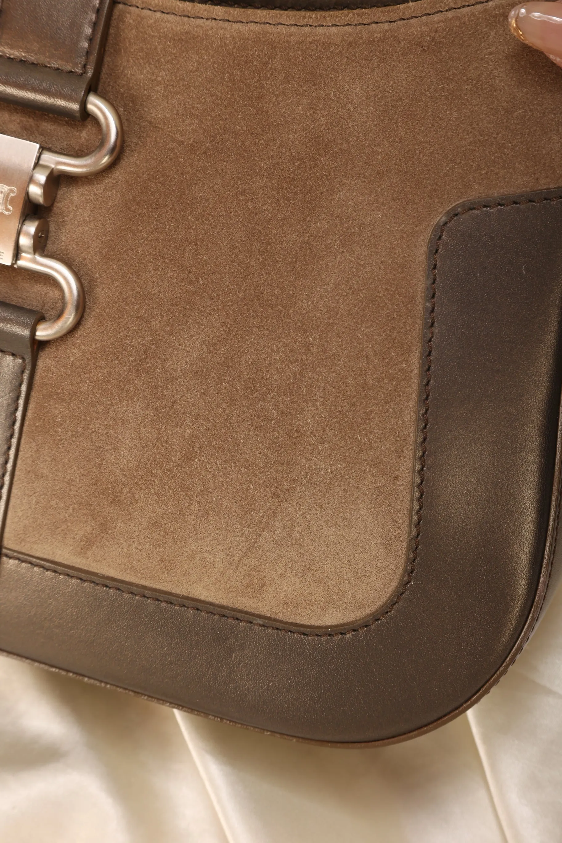 Celine Suede Triomphe Shoulder Bag