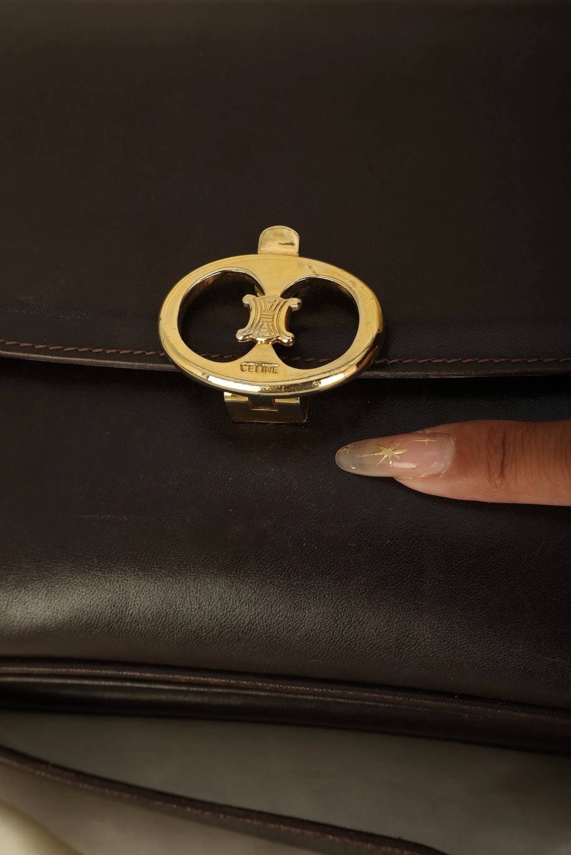 Celine Triomphe Boxcalf Shoulder Bag