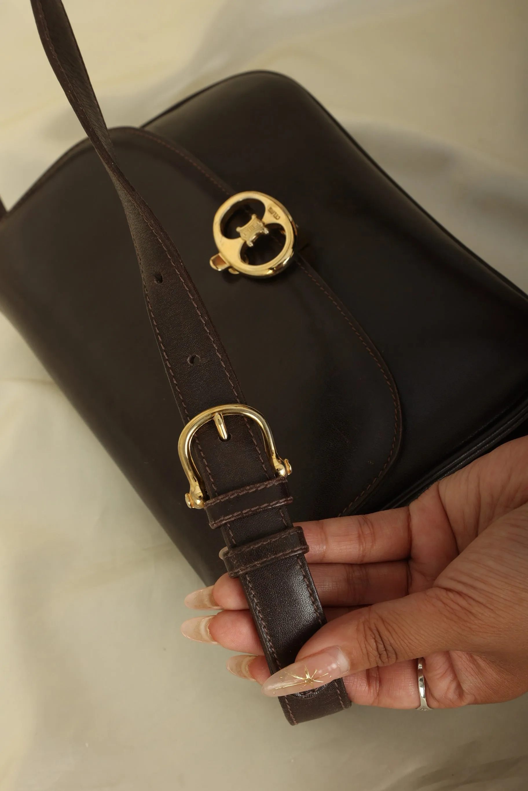 Celine Triomphe Boxcalf Shoulder Bag