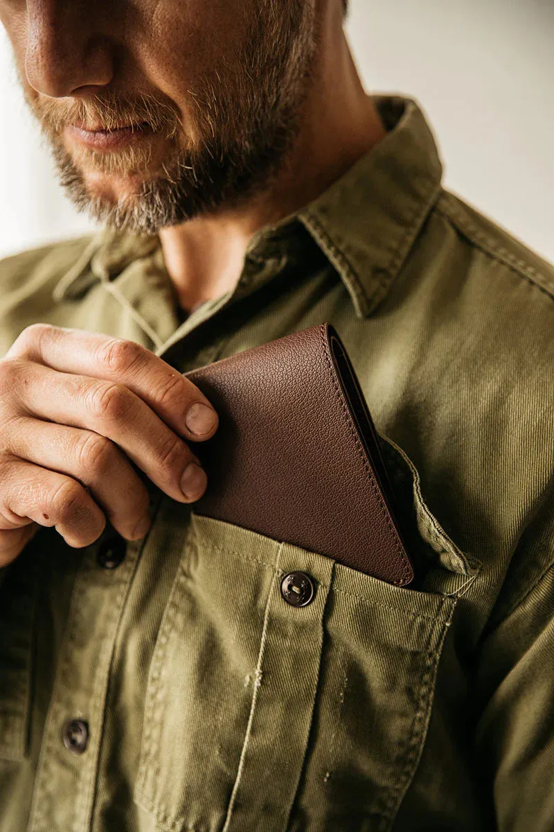 Cognac Recycled Leather Utility Bifold Wallet