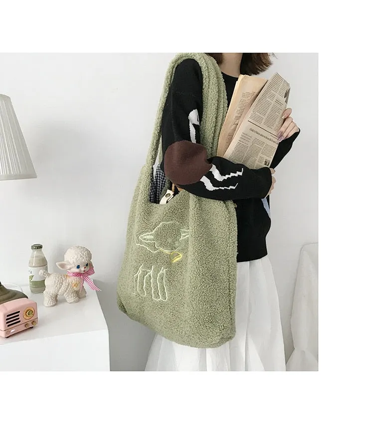 Cute Lamb Plush Shoulder Bag