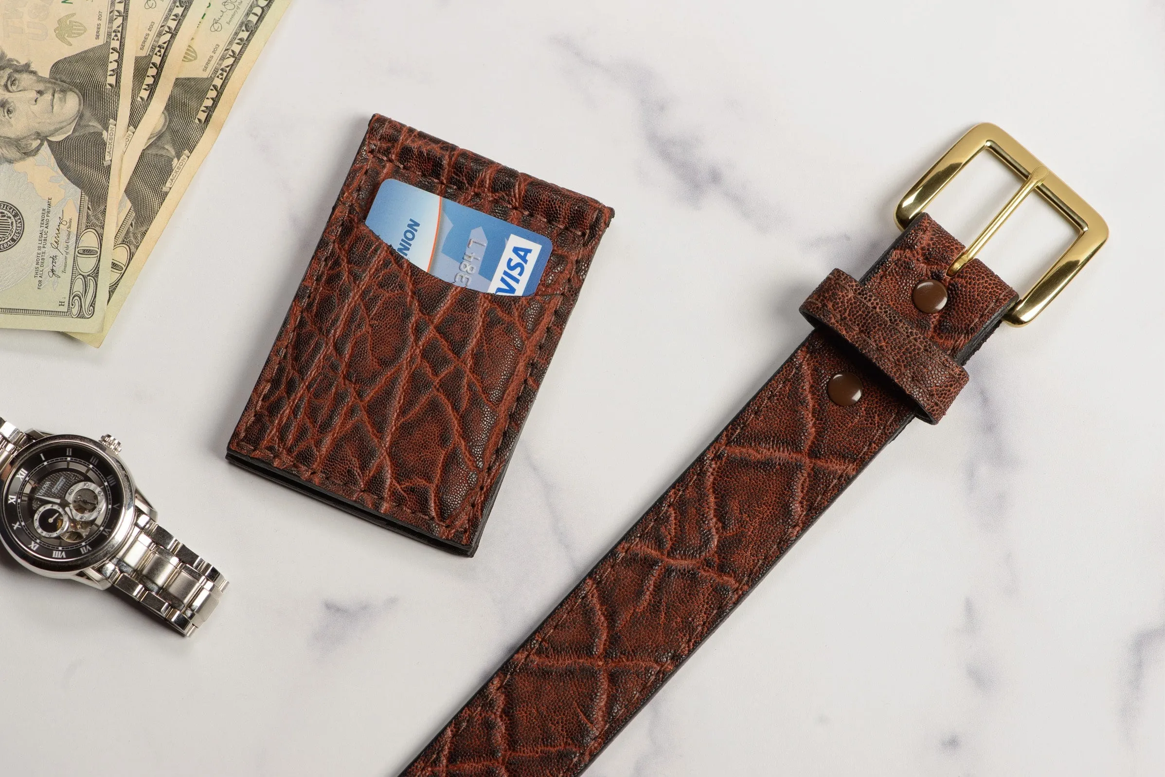 Dragon Fire Elephant Bifold Slim Profile Wallet With Money Clip