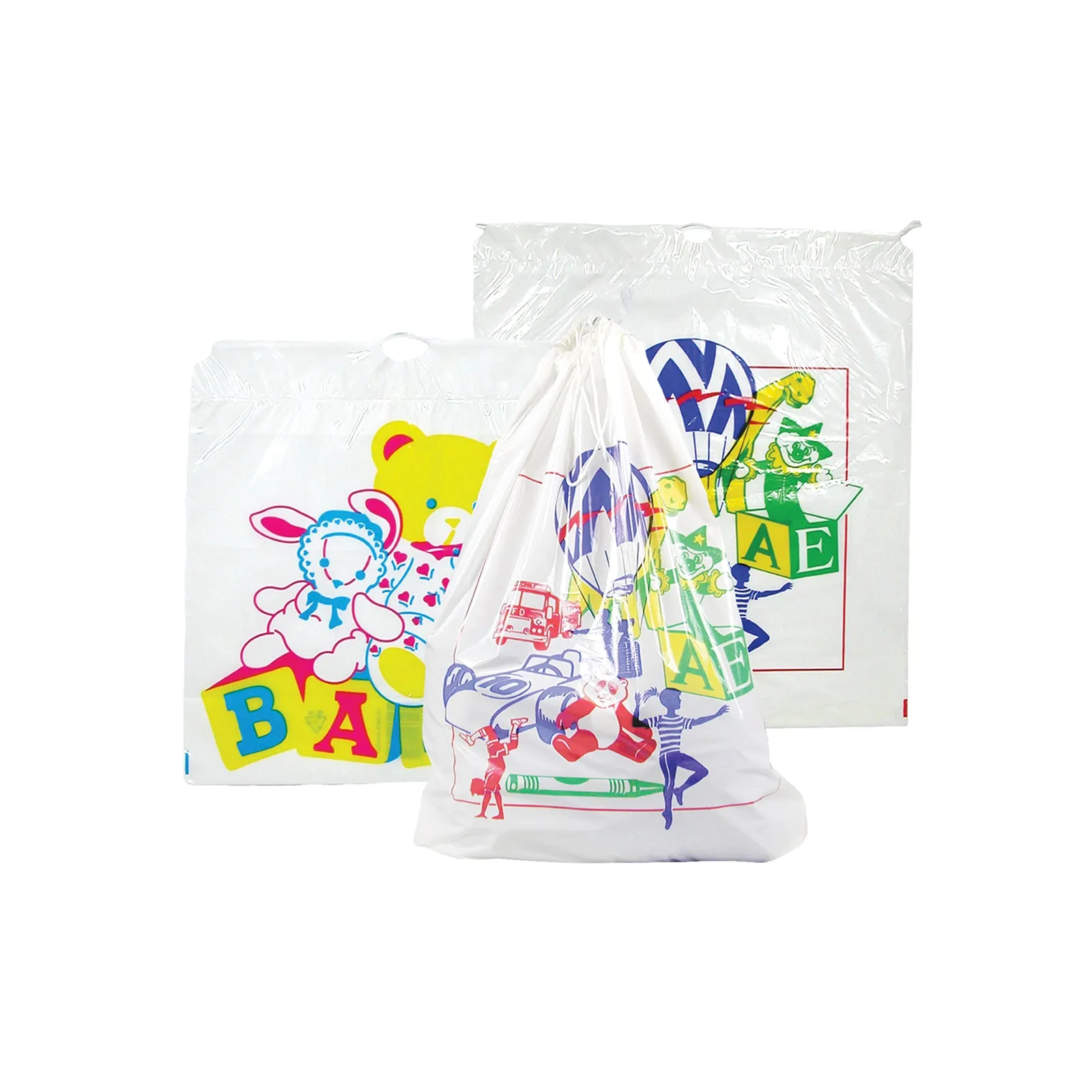 Drawstring Bag, Child Design, white, 4-color design, 18"x 20.5" ( 7"), 1.5 mil.