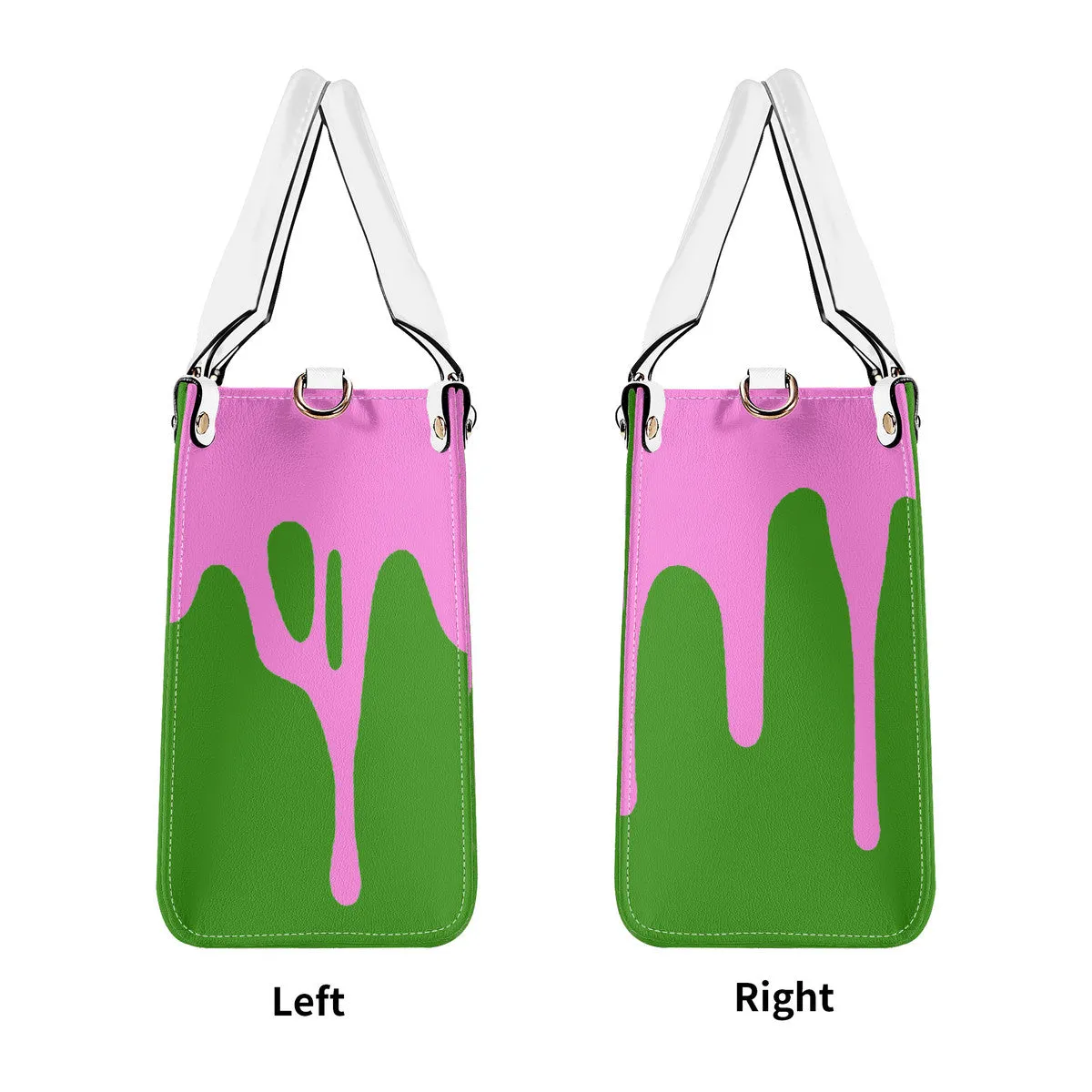 DRIP Pink CR Logo & Green Multiple Sizes Upgraded Luxury Women PU Leather Handbag