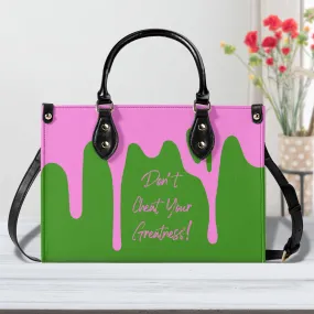 DRIP Pink CR Logo & Green Multiple Sizes Upgraded Luxury Women PU Leather Handbag