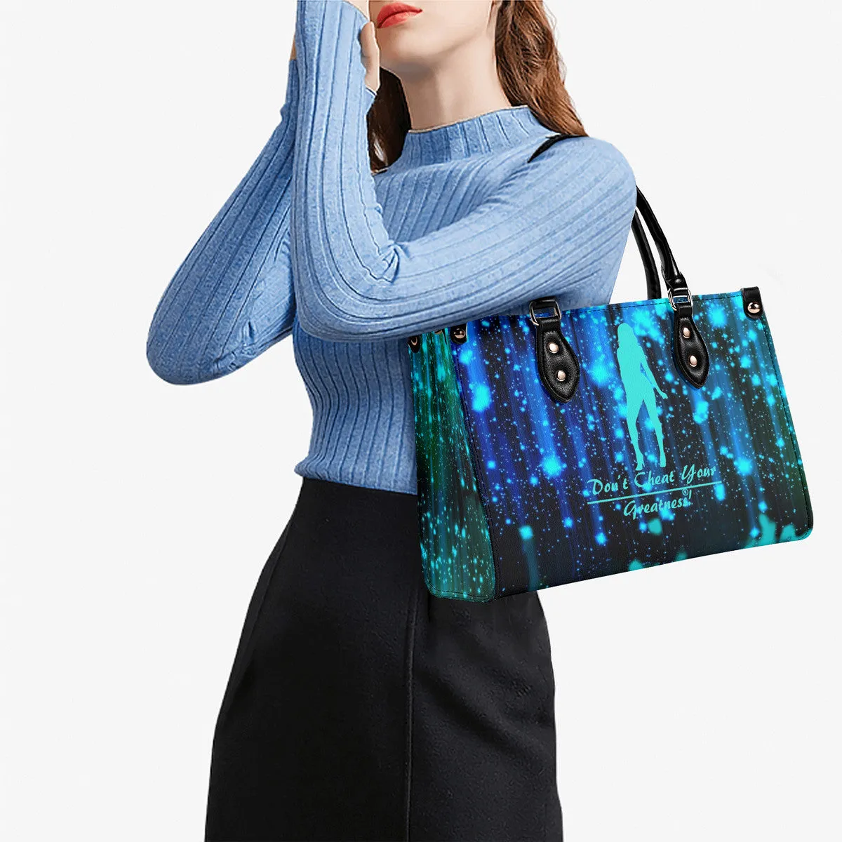 DRIP SF Turquoise  Logo & Multiple Sizes Upgraded Luxury Women PU Leather Handbag
