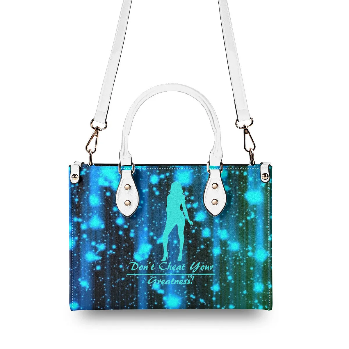 DRIP SF Turquoise  Logo & Multiple Sizes Upgraded Luxury Women PU Leather Handbag