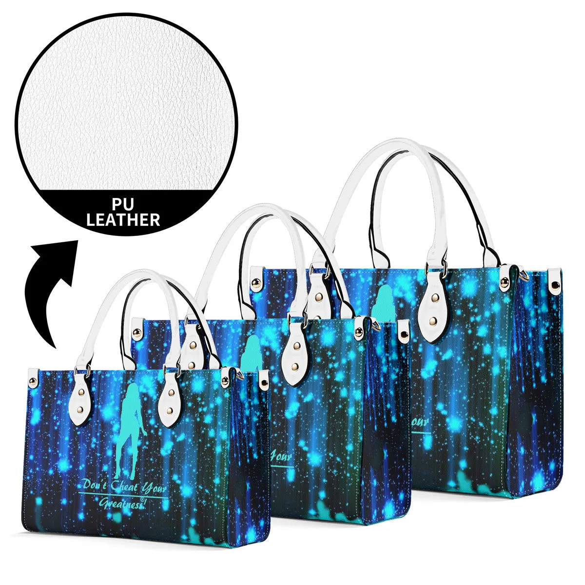 DRIP SF Turquoise  Logo & Multiple Sizes Upgraded Luxury Women PU Leather Handbag
