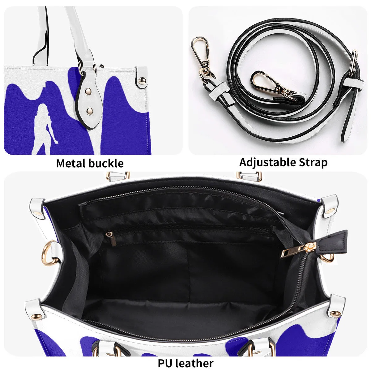 DRIP SF White Logo & Purple Multiple Sizes Upgraded Luxury Women PU Leather Handbag