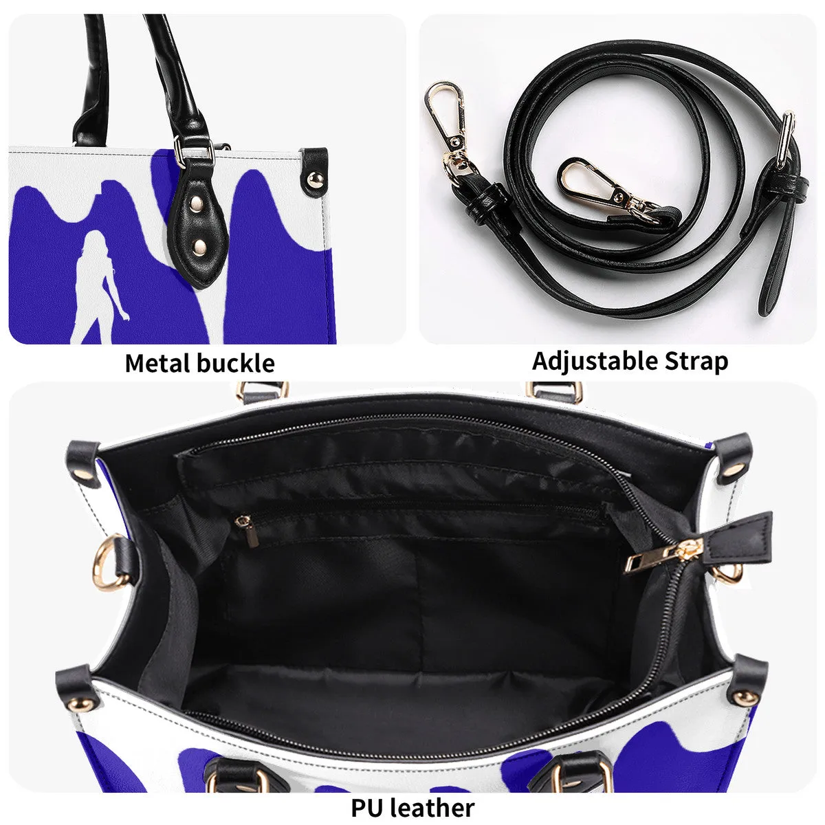 DRIP SF White Logo & Purple Multiple Sizes Upgraded Luxury Women PU Leather Handbag