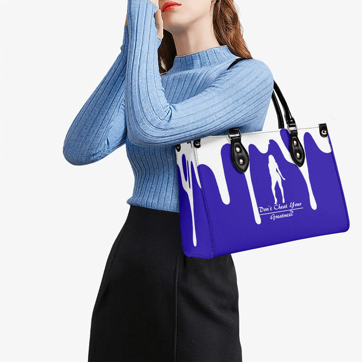 DRIP SF White Logo & Purple Multiple Sizes Upgraded Luxury Women PU Leather Handbag