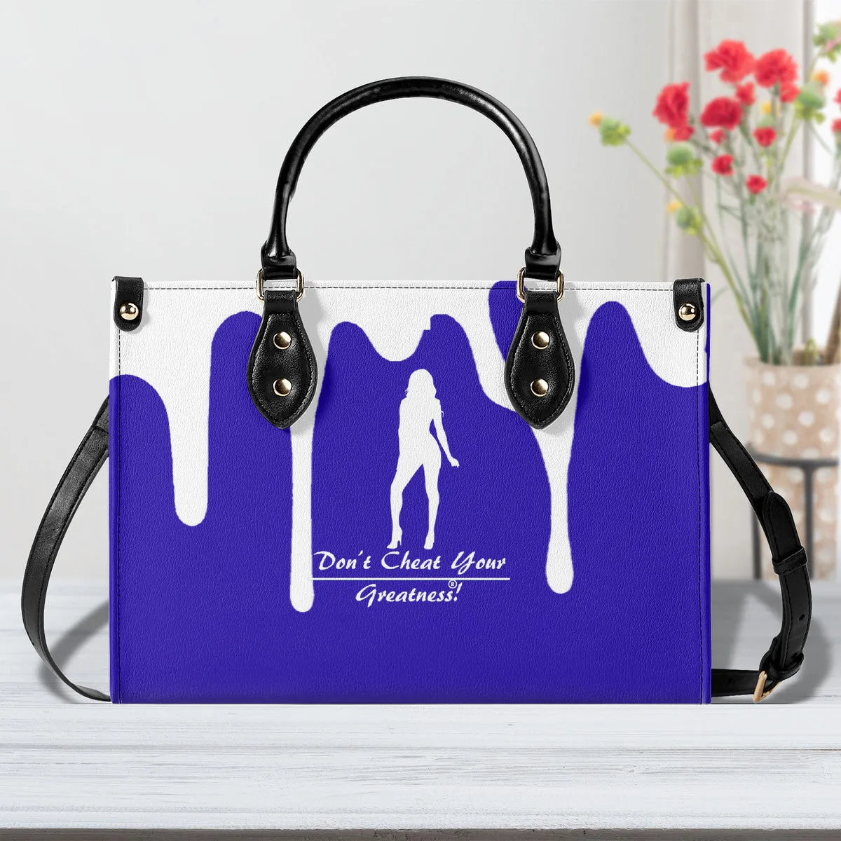 DRIP SF White Logo & Purple Multiple Sizes Upgraded Luxury Women PU Leather Handbag