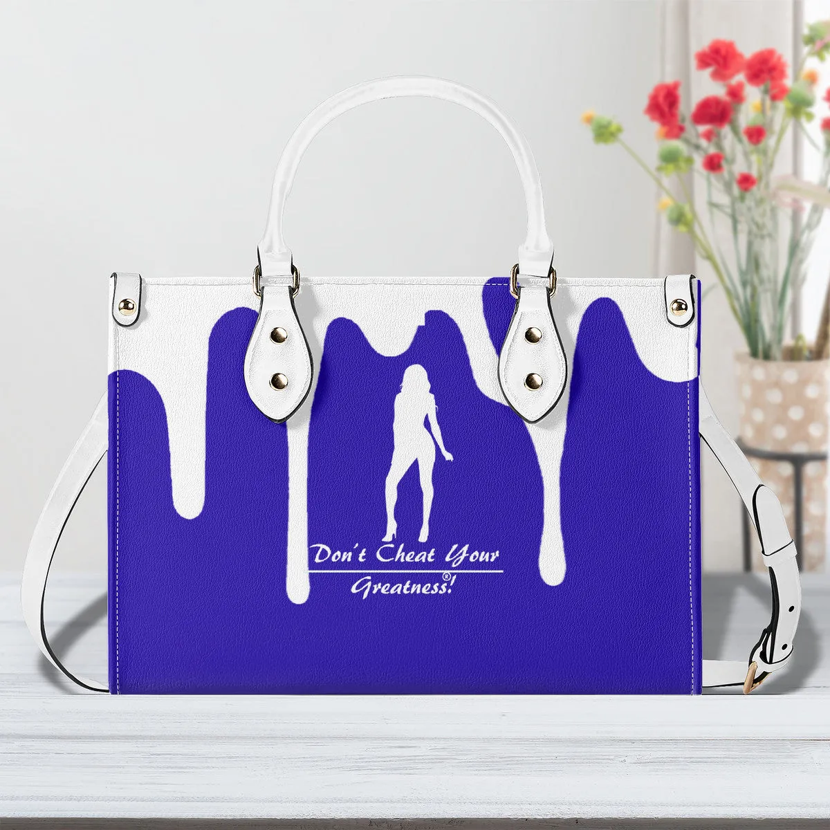 DRIP SF White Logo & Purple Multiple Sizes Upgraded Luxury Women PU Leather Handbag