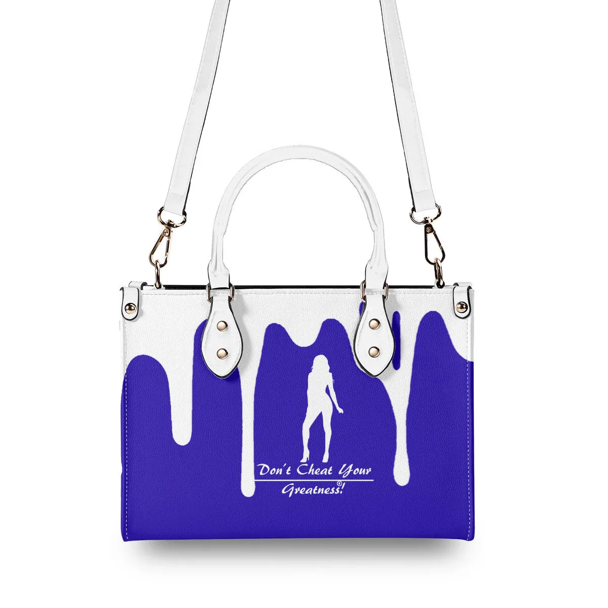 DRIP SF White Logo & Purple Multiple Sizes Upgraded Luxury Women PU Leather Handbag