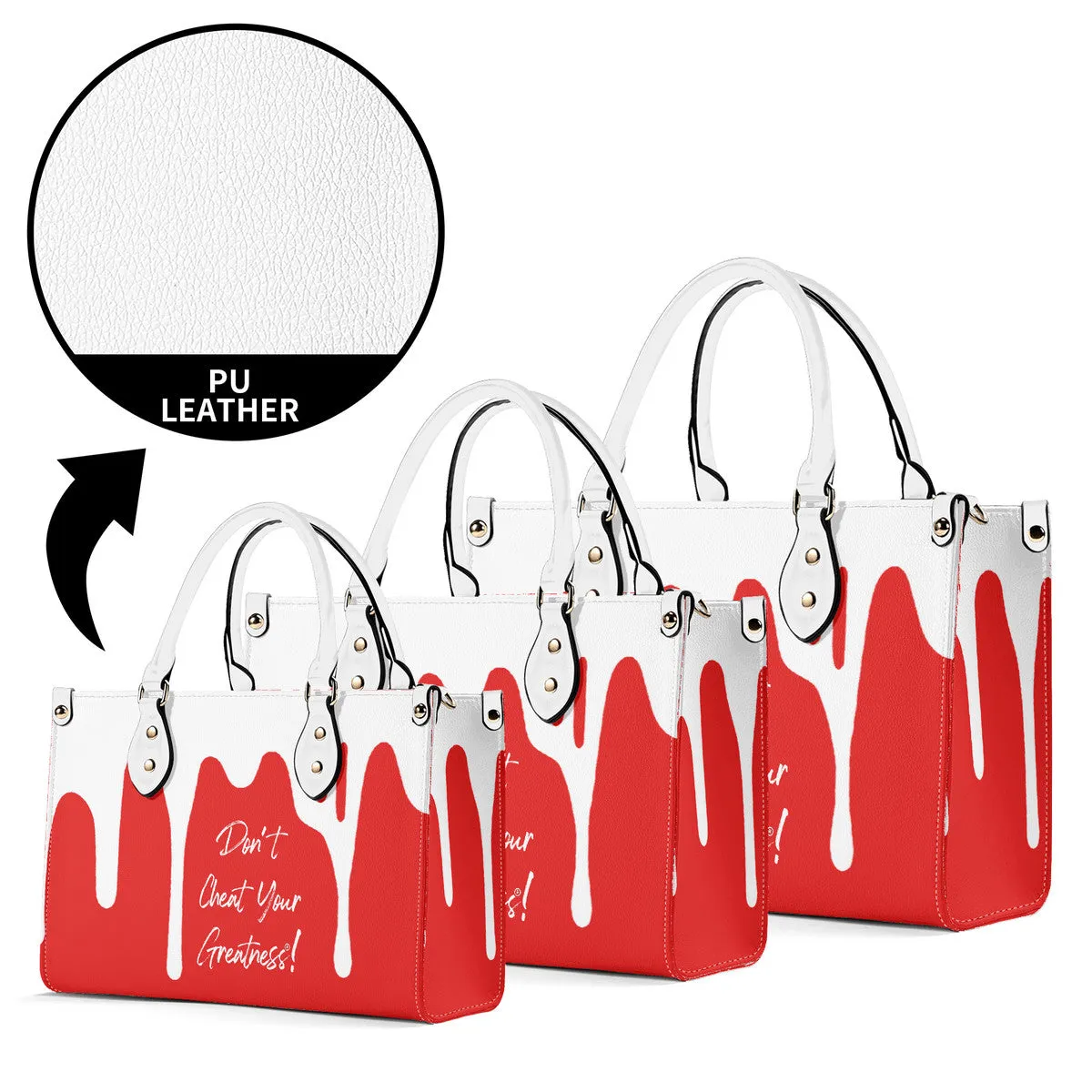 DRIP White CR Logo & Red Multiple Sizes Upgraded Luxury Women PU Leather Handbag