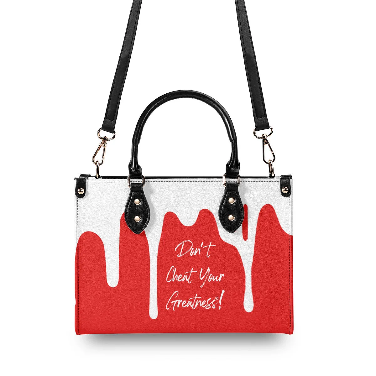 DRIP White CR Logo & Red Multiple Sizes Upgraded Luxury Women PU Leather Handbag