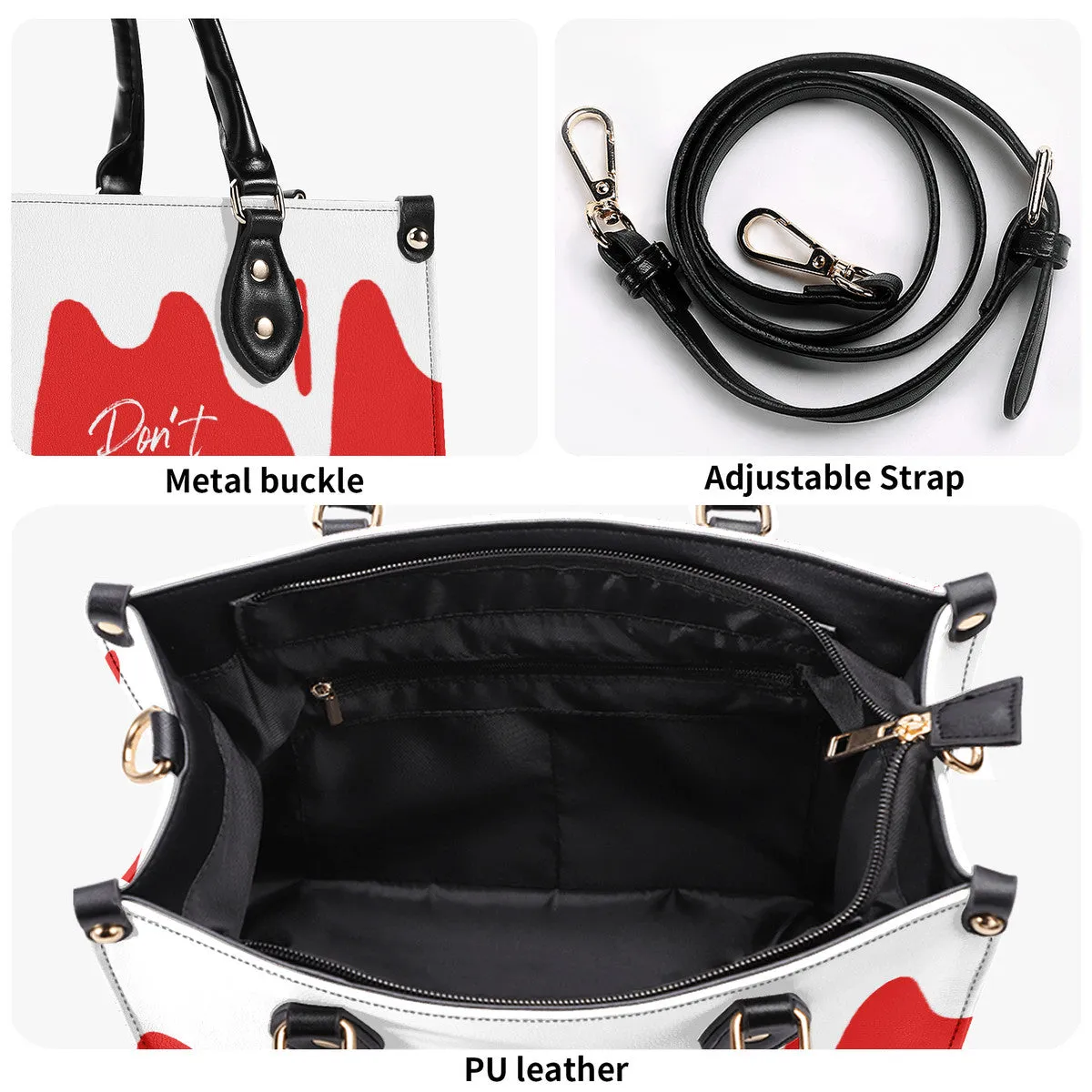 DRIP White CR Logo & Red Multiple Sizes Upgraded Luxury Women PU Leather Handbag