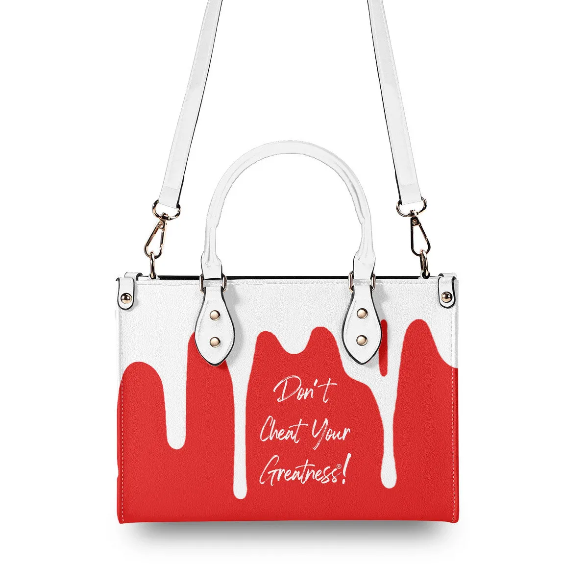 DRIP White CR Logo & Red Multiple Sizes Upgraded Luxury Women PU Leather Handbag