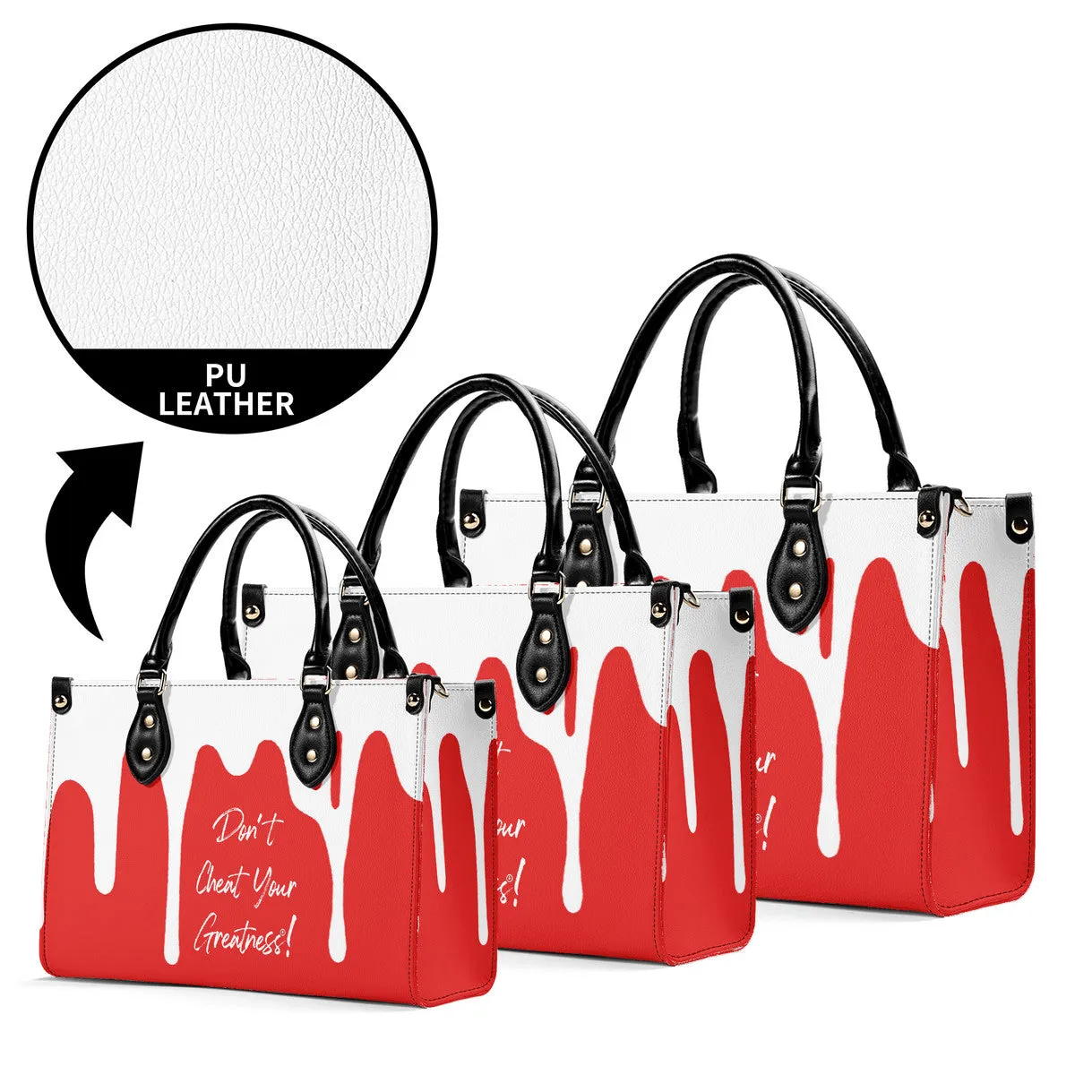 DRIP White CR Logo & Red Multiple Sizes Upgraded Luxury Women PU Leather Handbag