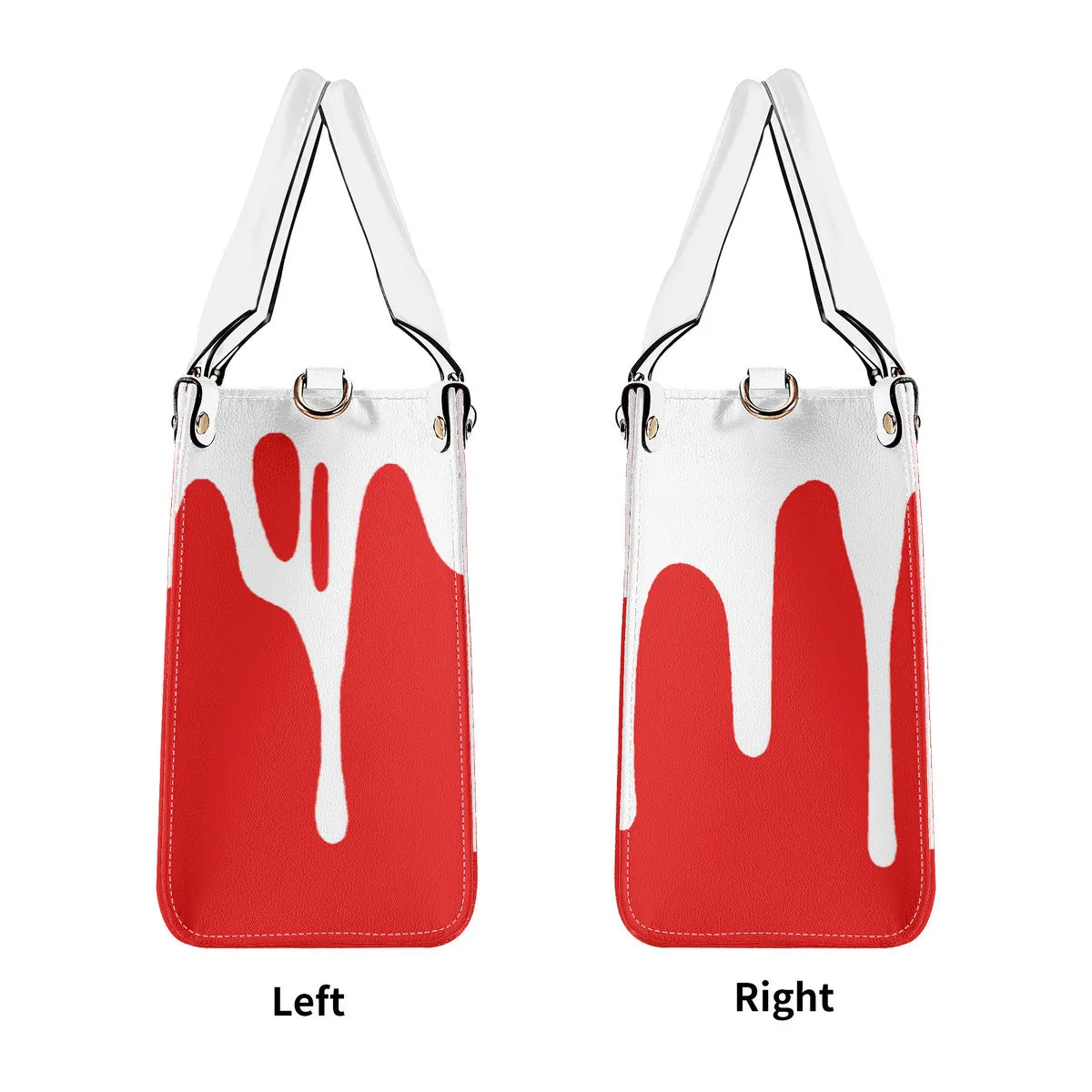 DRIP White CR Logo & Red Multiple Sizes Upgraded Luxury Women PU Leather Handbag