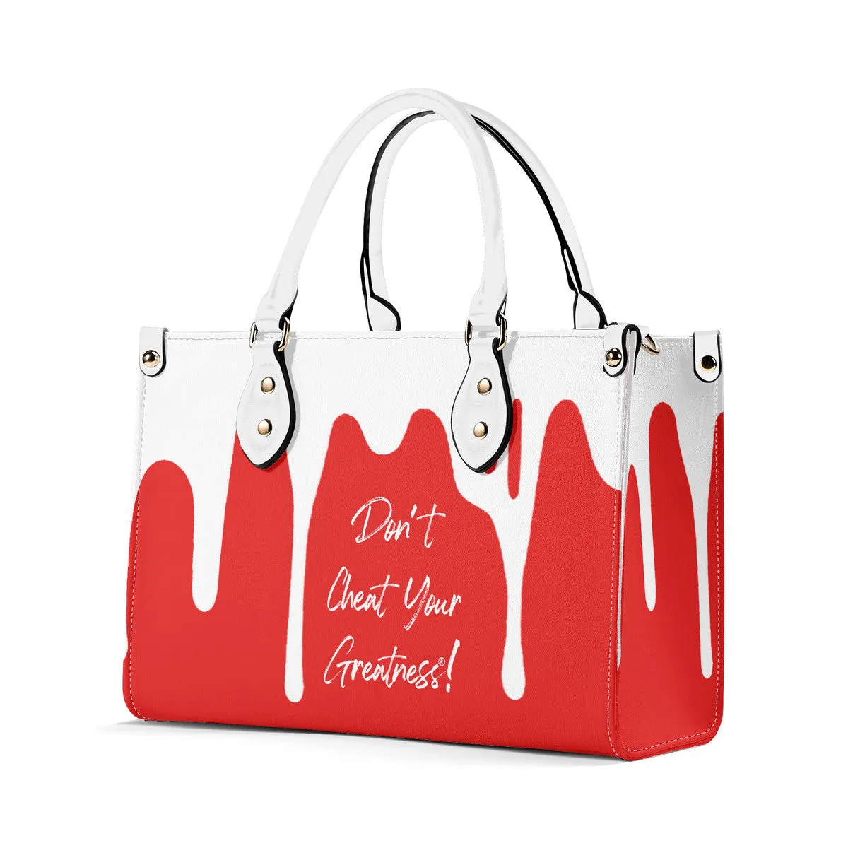 DRIP White CR Logo & Red Multiple Sizes Upgraded Luxury Women PU Leather Handbag
