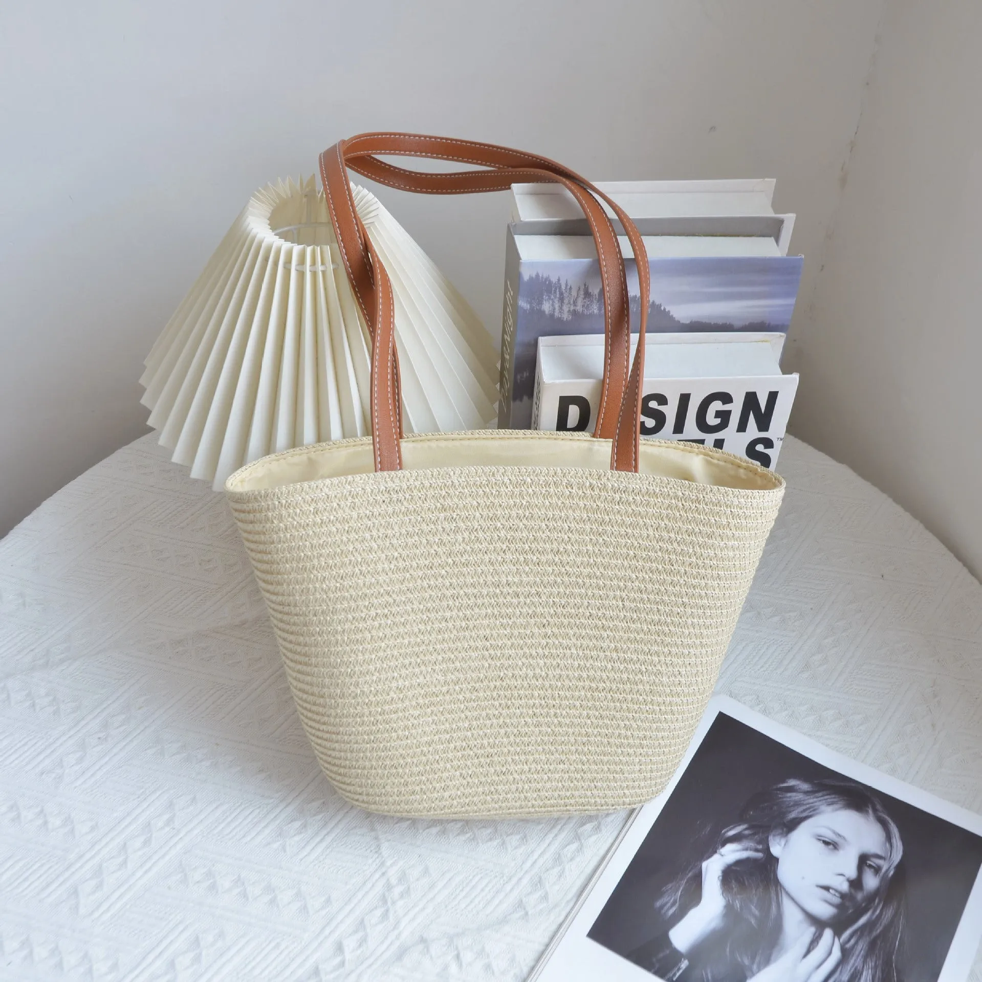 DUNNMALL INS Elegant Large Capacity Straw Bag Hand-Woven Underarm Bag Shoulder Women's Bag Factory Direct Sales One Piece Dropshipping
