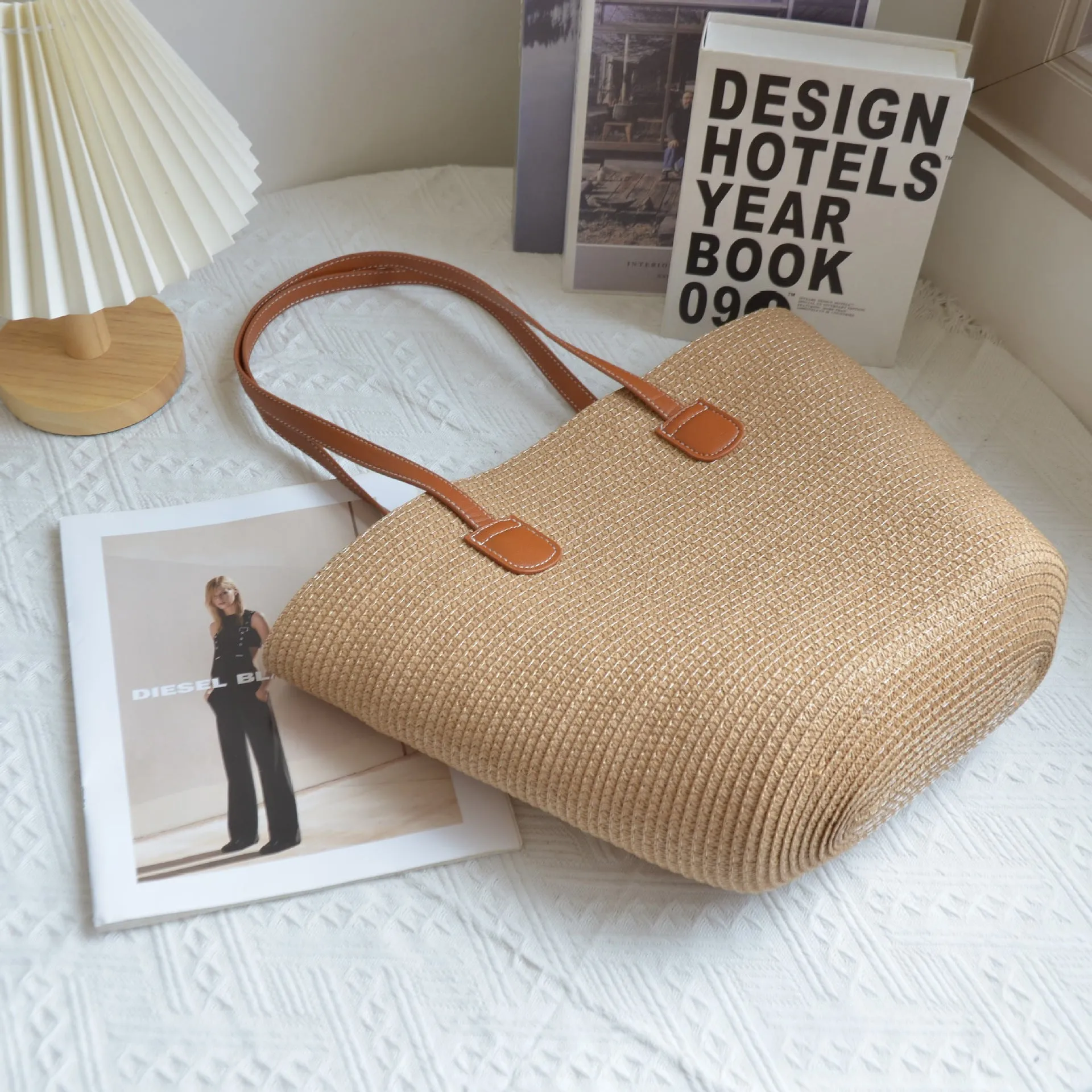 DUNNMALL INS Elegant Large Capacity Straw Bag Hand-Woven Underarm Bag Shoulder Women's Bag Factory Direct Sales One Piece Dropshipping