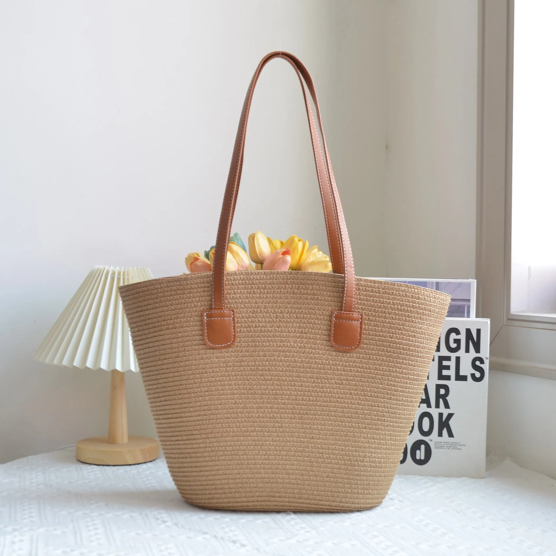 DUNNMALL INS Elegant Large Capacity Straw Bag Hand-Woven Underarm Bag Shoulder Women's Bag Factory Direct Sales One Piece Dropshipping