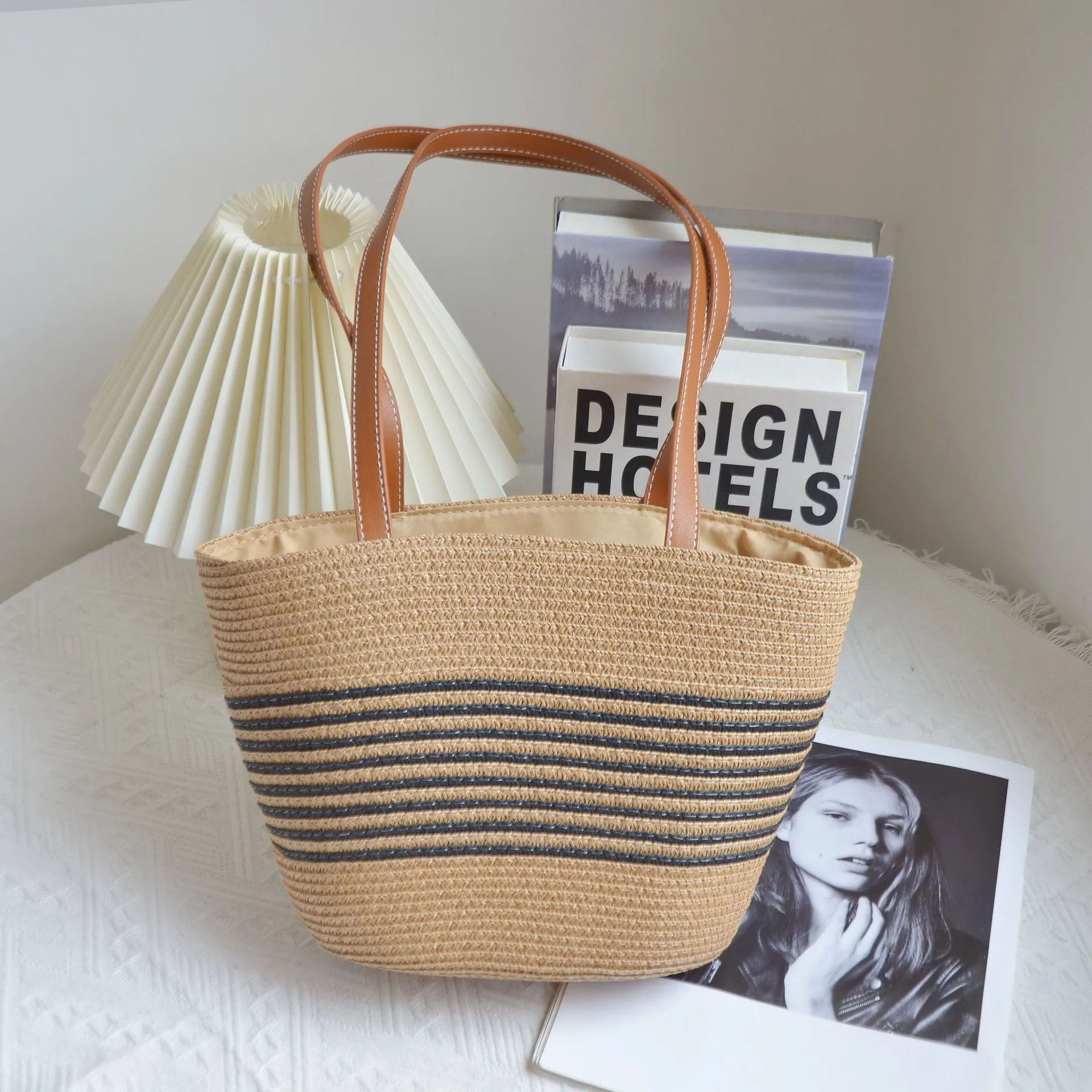 DUNNMALL INS Elegant Large Capacity Straw Bag Hand-Woven Underarm Bag Shoulder Women's Bag Factory Direct Sales One Piece Dropshipping