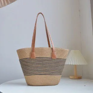 DUNNMALL INS Elegant Large Capacity Straw Bag Hand-Woven Underarm Bag Shoulder Women's Bag Factory Direct Sales One Piece Dropshipping