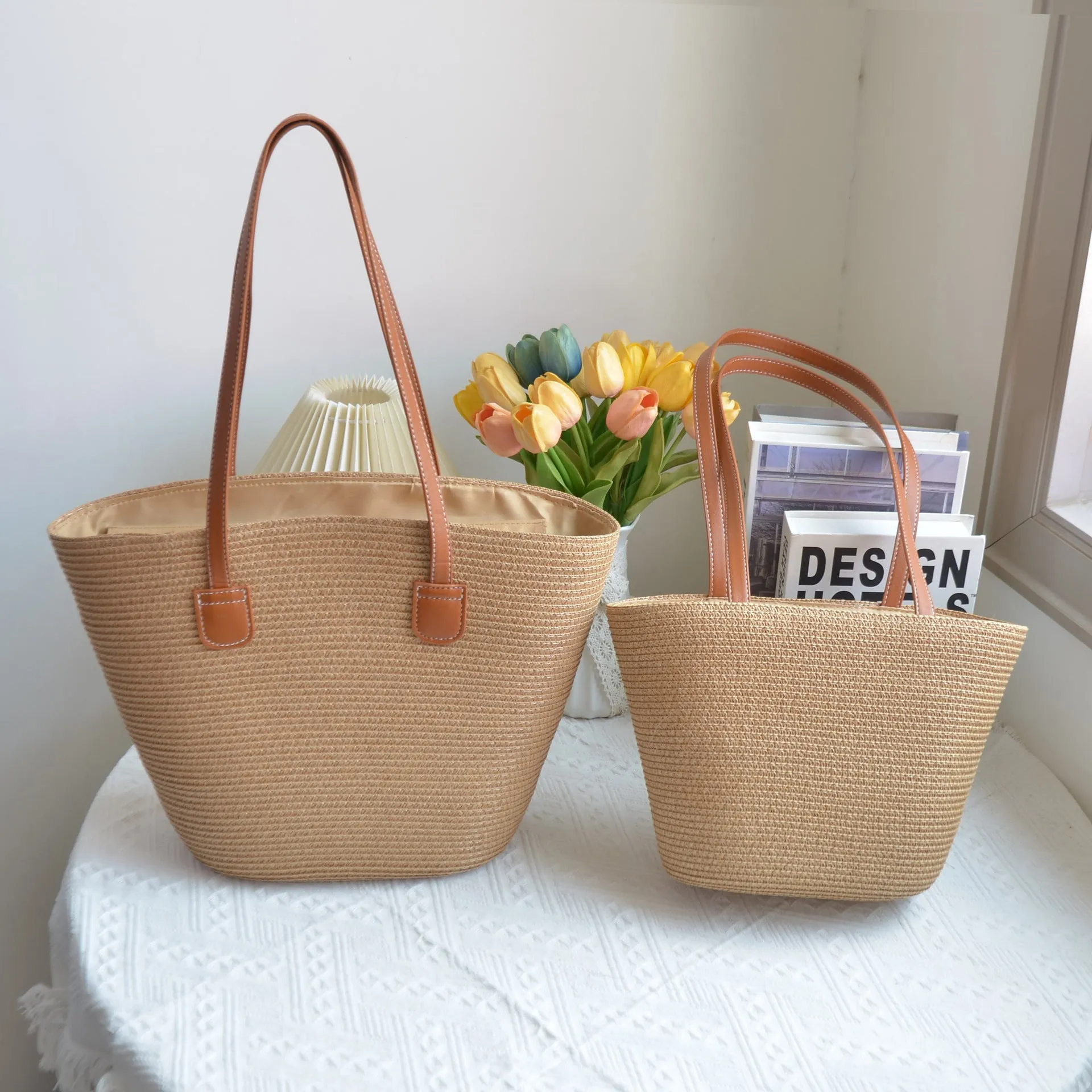 DUNNMALL INS Elegant Large Capacity Straw Bag Hand-Woven Underarm Bag Shoulder Women's Bag Factory Direct Sales One Piece Dropshipping