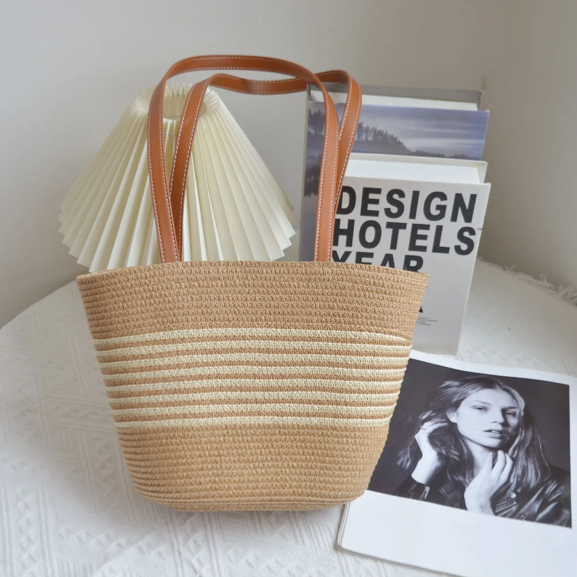 DUNNMALL INS Elegant Large Capacity Straw Bag Hand-Woven Underarm Bag Shoulder Women's Bag Factory Direct Sales One Piece Dropshipping