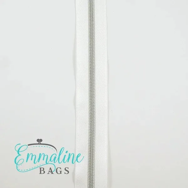Emmaline Zippers by the Yard - White Tape SIZE 3