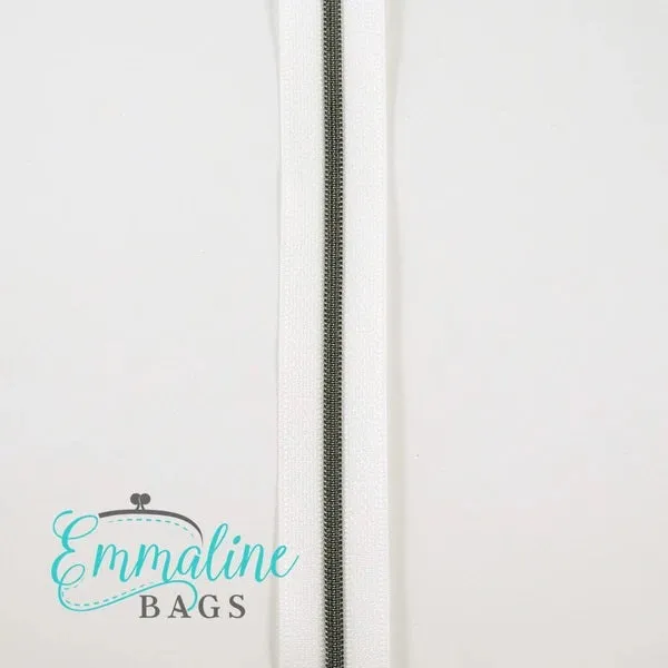 Emmaline Zippers by the Yard - White Tape SIZE 3