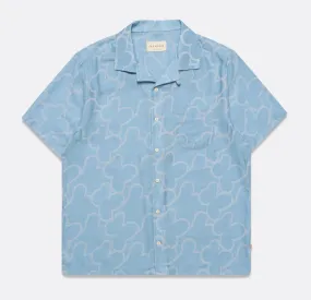 Far Afield - Stachio Shirt - Floral Jacquard in Allure Blue