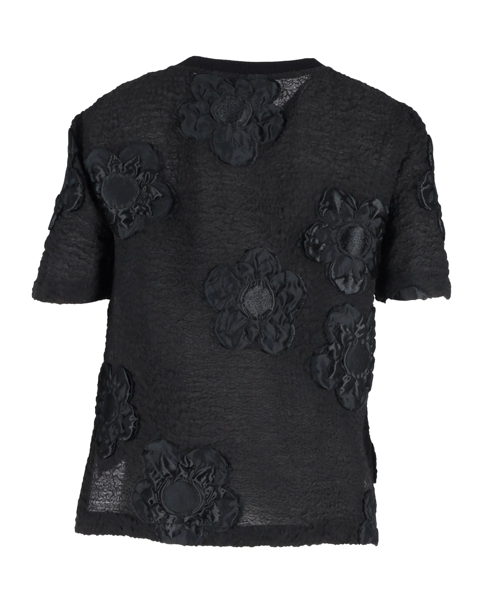 Fendi Embroidered Flower Blouse in Black Wool