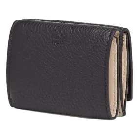 Fendi Peekaboo Calf Leather Black Pink Micro Trifold Wallet 8M0415