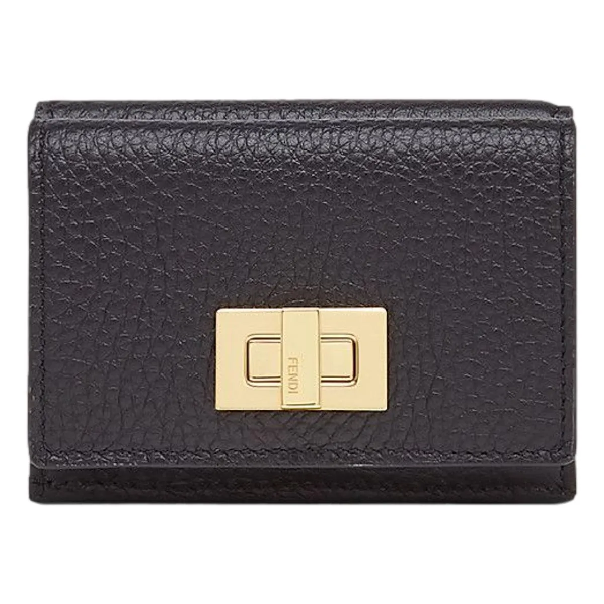 Fendi Peekaboo Calf Leather Black Pink Micro Trifold Wallet 8M0415
