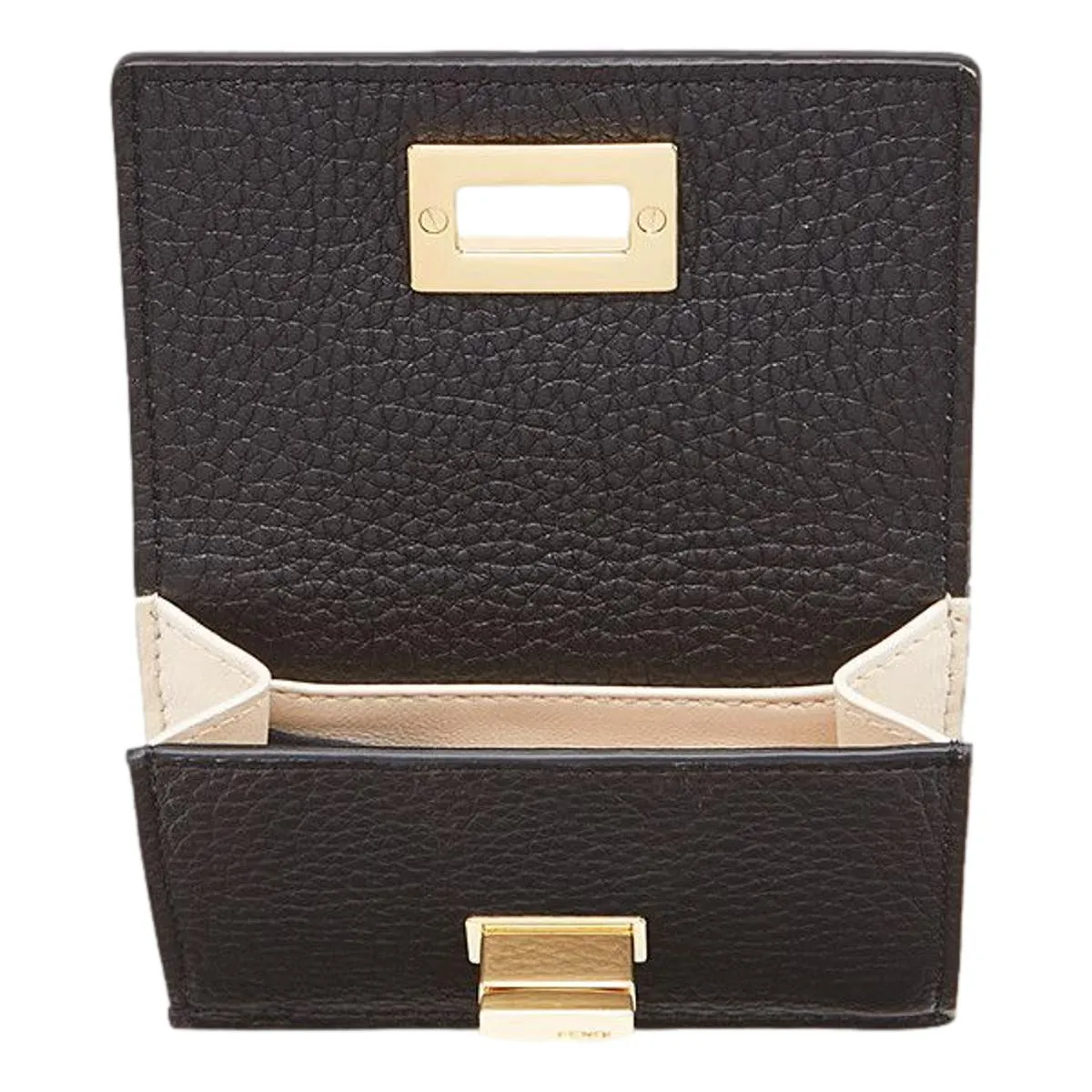Fendi Peekaboo Calf Leather Black Pink Micro Trifold Wallet 8M0415