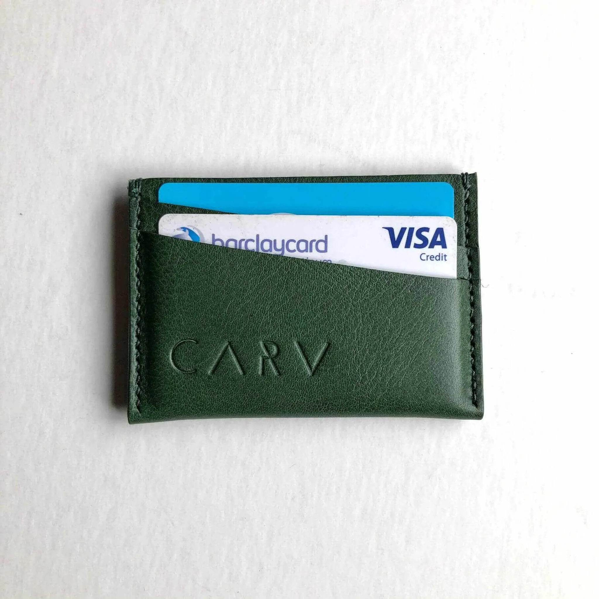 Fold Green Leather Card Holder
