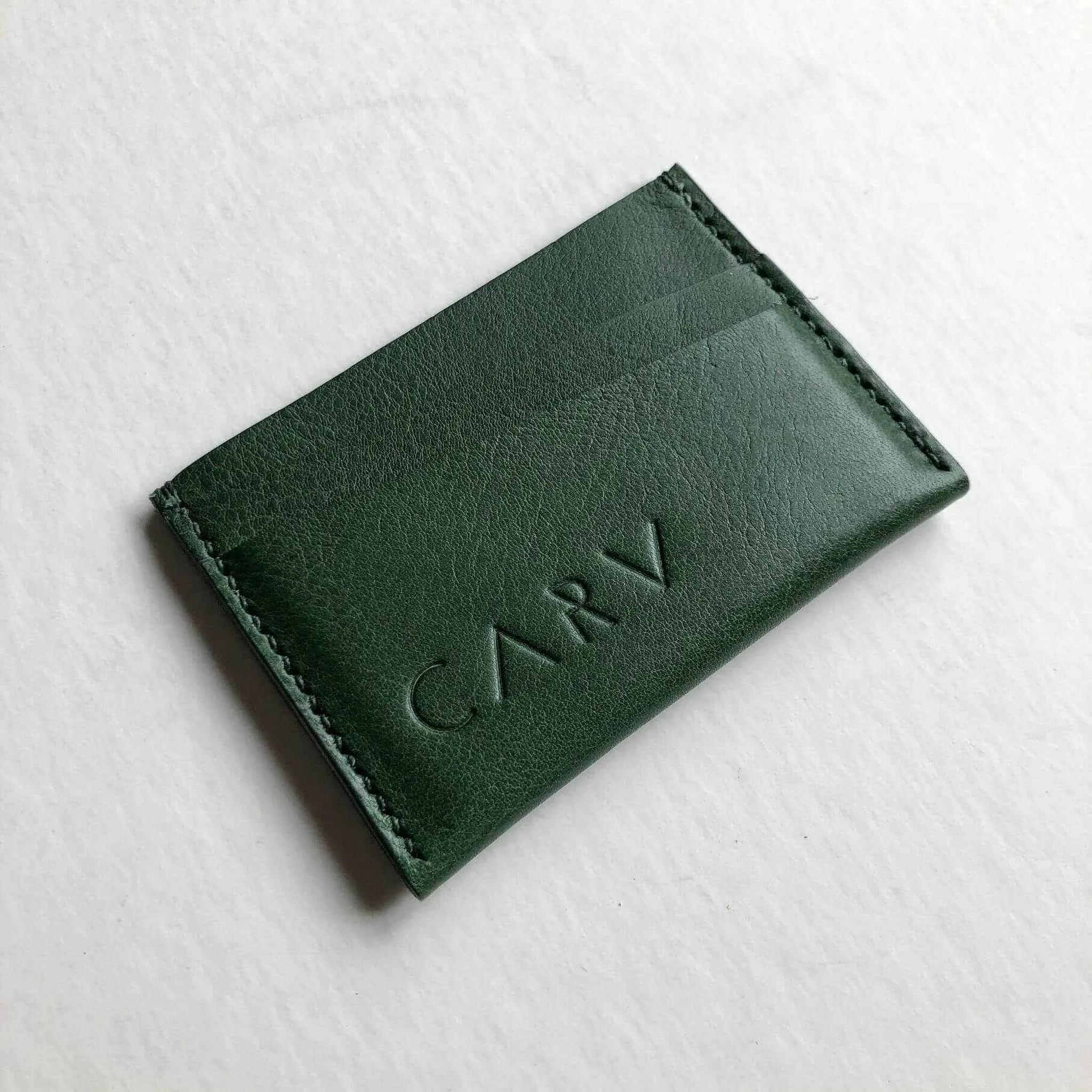 Fold Green Leather Card Holder