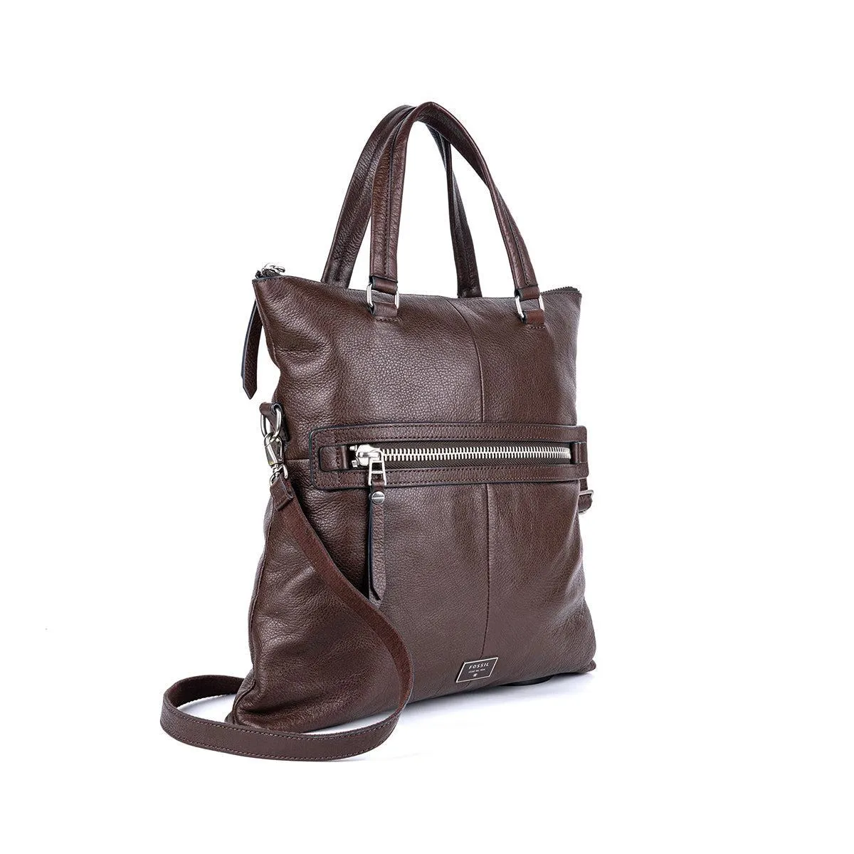 Fossil Foldable Tote Bags Leather Brown Colour For Women