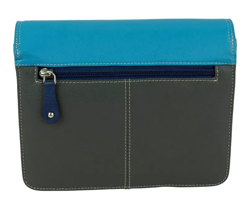 Franco Bonini - Ladies Leather Organiser Handbag - Blue/Multi