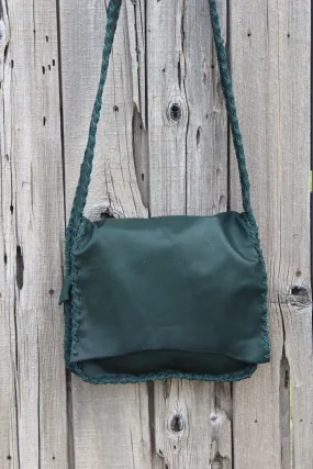 Green leather handbag, crossbody bag
