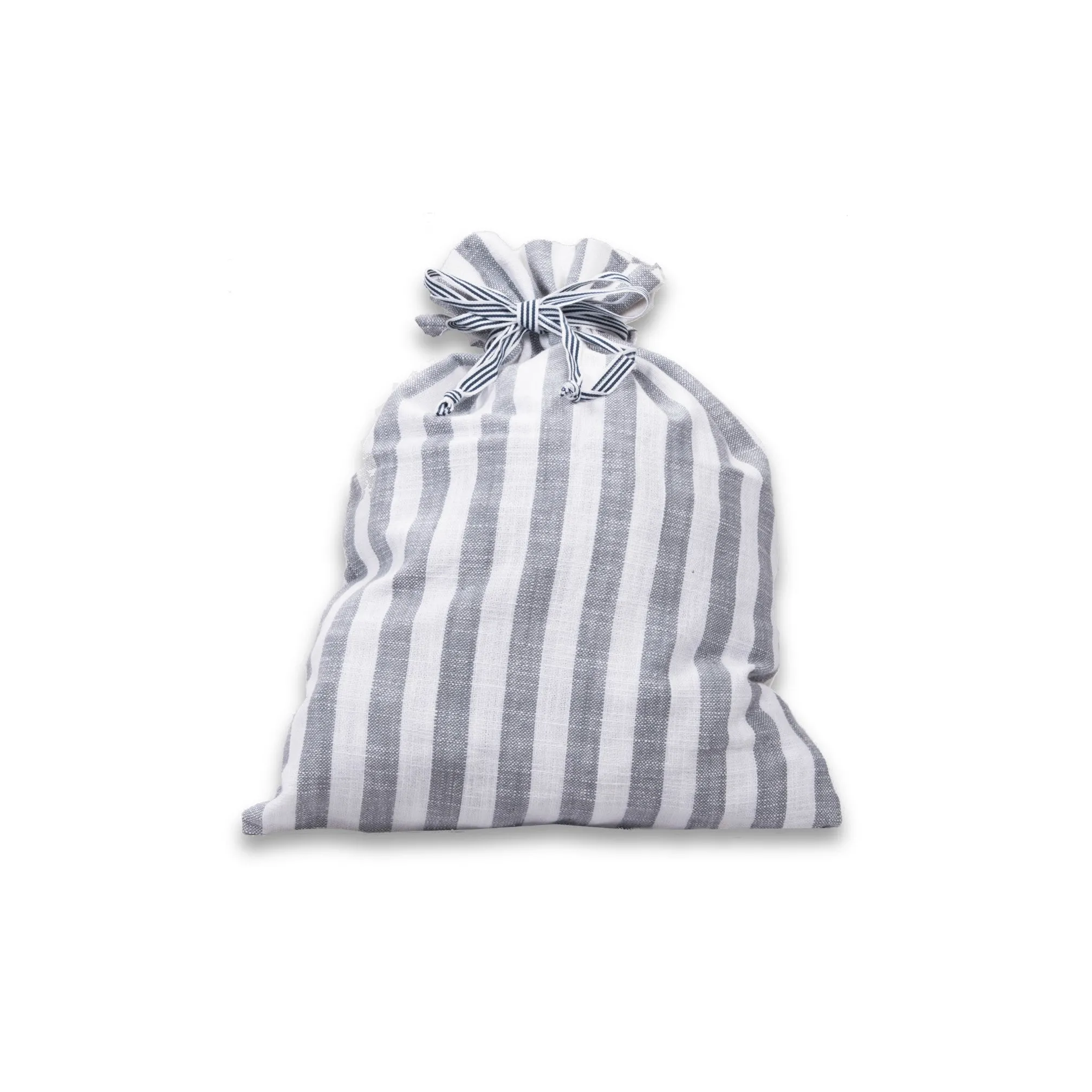 Grey Striped Drawstring Multi Purpose Pouch (Grey)