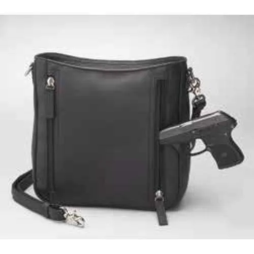 GTM Original Cinnamon & Black Leather Crossbody Purse with Built in Wallet
