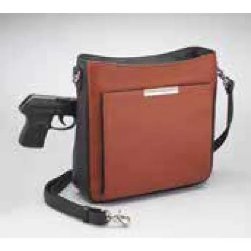 GTM Original Cinnamon & Black Leather Crossbody Purse with Built in Wallet