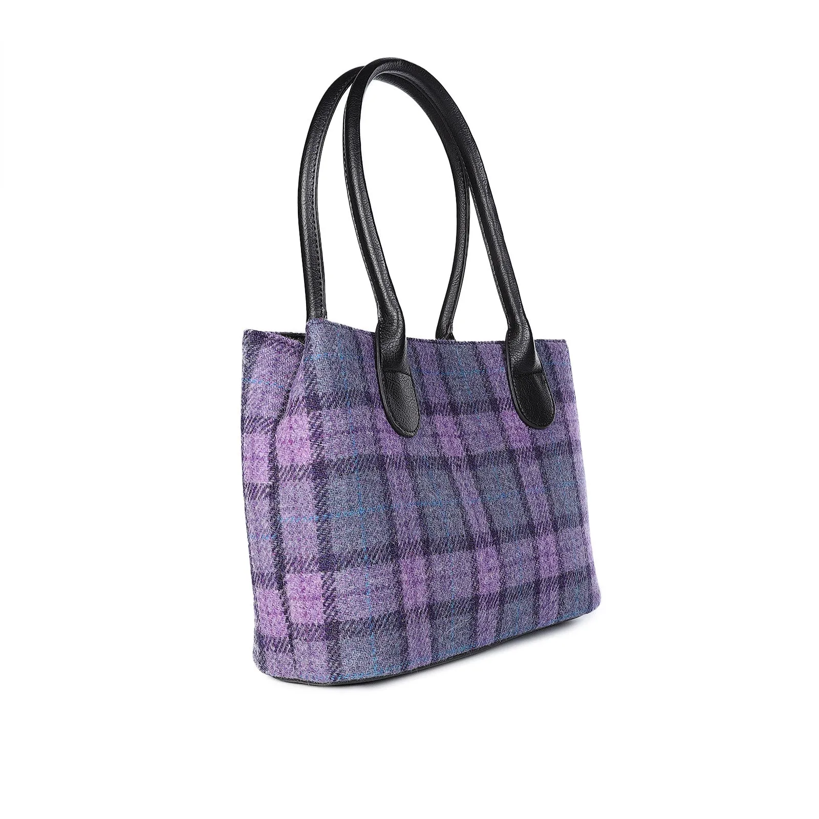 Harris Tweed Ladies Handbag - Classic Bold Purple Check