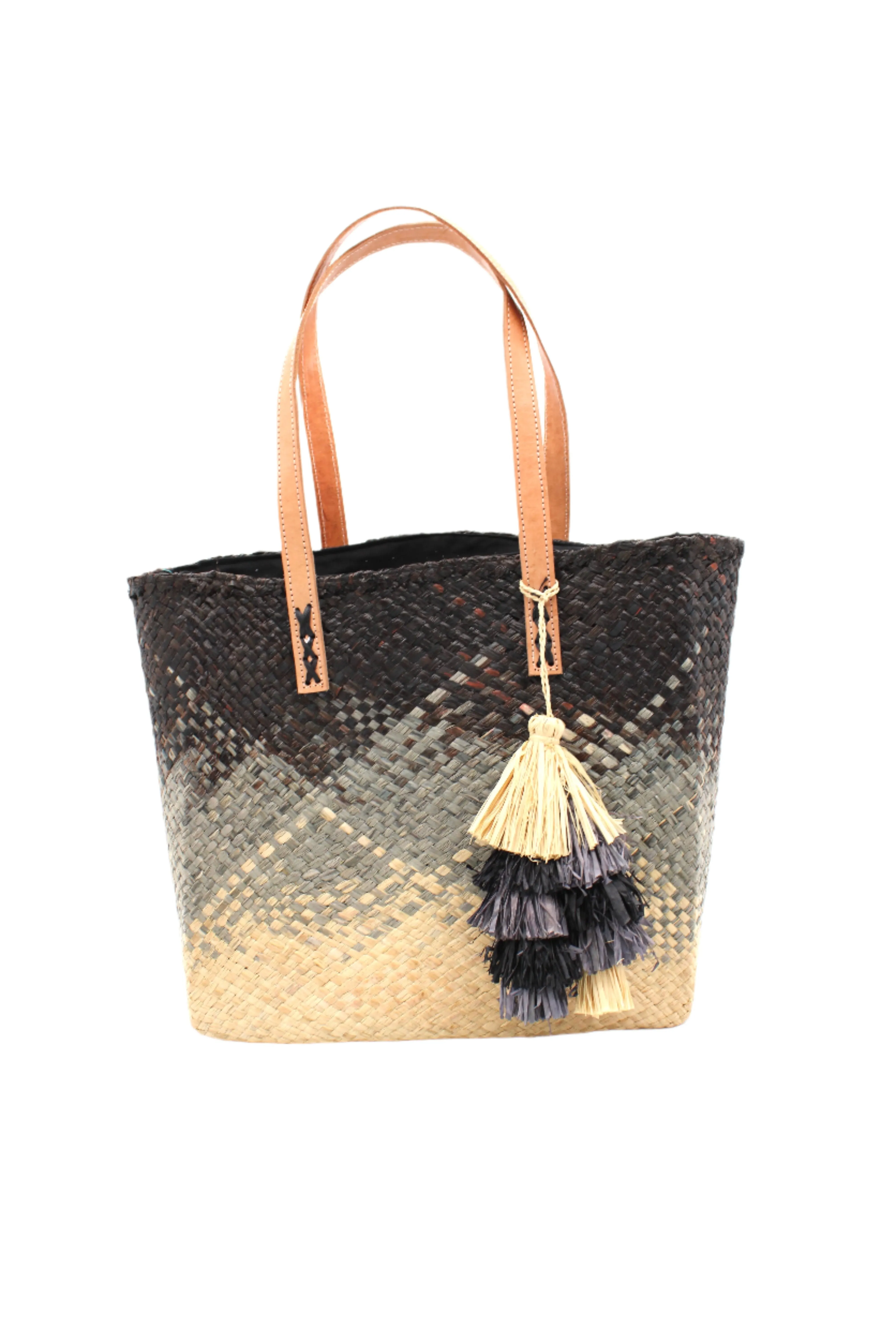 Holden Ombre Straw Handbag with Tassel Charm Embellishment