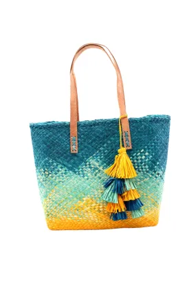 Holden Ombre Straw Handbag with Tassel Charm Embellishment
